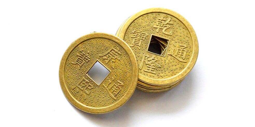 Chinese coin as a talisman for happiness